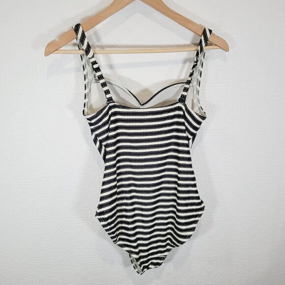 Niptuck Swimsuit One Piece Size 8 US Striped Black White Gold Multi-Fit Cup - Picture 6 of 9